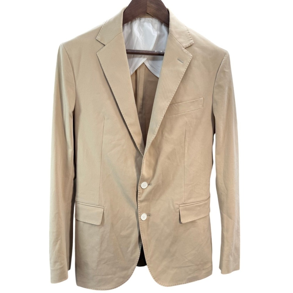 Ralph Lauren Purple Label Hadley Blazer Stretch Cotton Twill Suit Jacket Tan 40R
